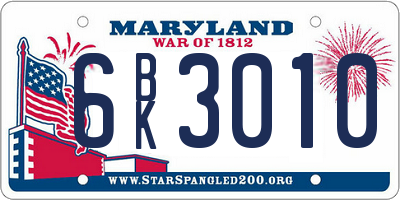 MD license plate 6BK3010