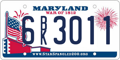 MD license plate 6BK3011