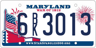 MD license plate 6BK3013