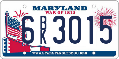 MD license plate 6BK3015