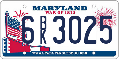 MD license plate 6BK3025