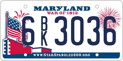 MD license plate 6BK3036