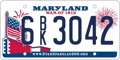 MD license plate 6BK3042
