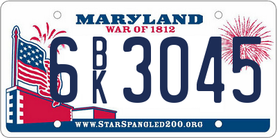 MD license plate 6BK3045