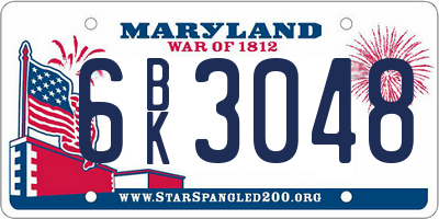 MD license plate 6BK3048
