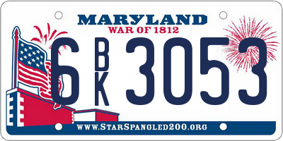 MD license plate 6BK3053