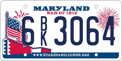MD license plate 6BK3064