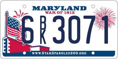 MD license plate 6BK3071