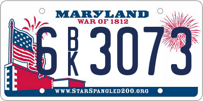 MD license plate 6BK3073