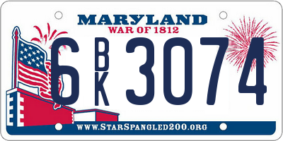 MD license plate 6BK3074