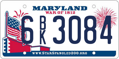 MD license plate 6BK3084