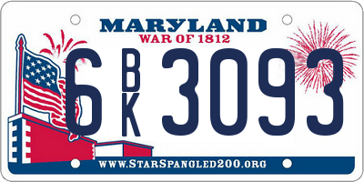 MD license plate 6BK3093