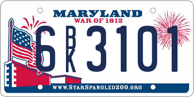 MD license plate 6BK3101