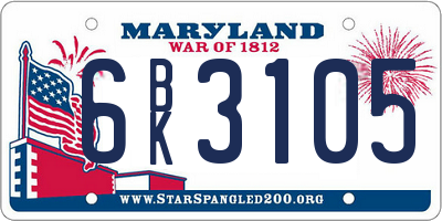 MD license plate 6BK3105