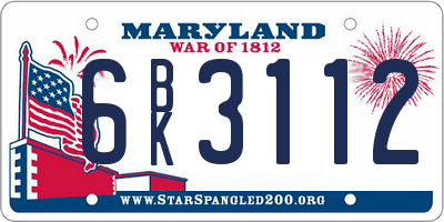 MD license plate 6BK3112