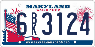 MD license plate 6BK3124