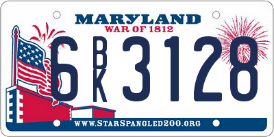 MD license plate 6BK3128