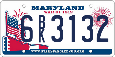 MD license plate 6BK3132