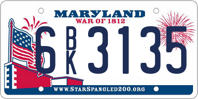 MD license plate 6BK3135