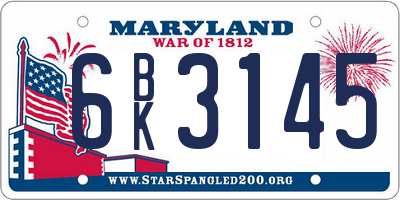 MD license plate 6BK3145