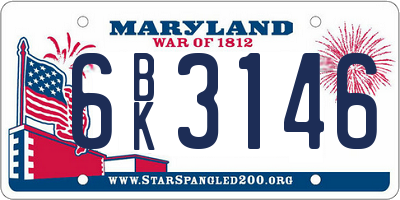 MD license plate 6BK3146