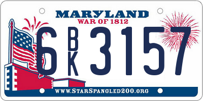 MD license plate 6BK3157