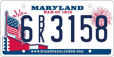 MD license plate 6BK3158