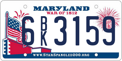 MD license plate 6BK3159