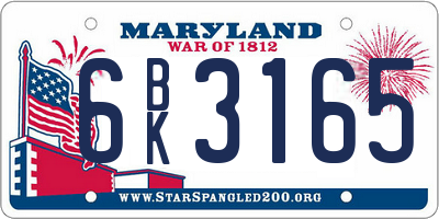 MD license plate 6BK3165
