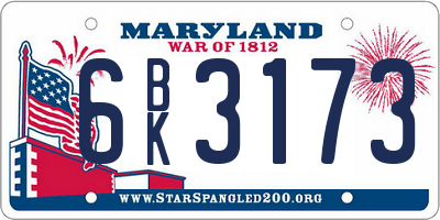 MD license plate 6BK3173