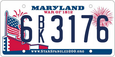 MD license plate 6BK3176