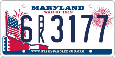 MD license plate 6BK3177