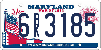 MD license plate 6BK3185