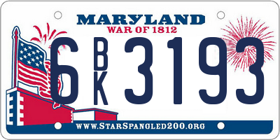 MD license plate 6BK3193