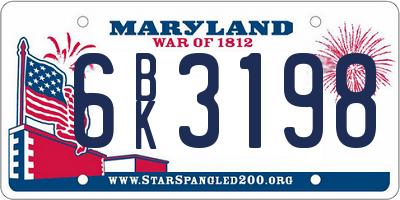 MD license plate 6BK3198