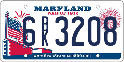 MD license plate 6BK3208
