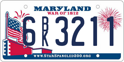 MD license plate 6BK3211