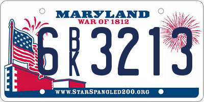 MD license plate 6BK3213