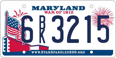 MD license plate 6BK3215