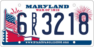 MD license plate 6BK3218
