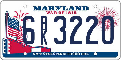MD license plate 6BK3220