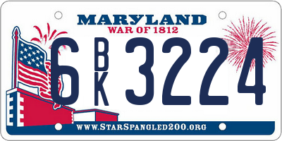 MD license plate 6BK3224