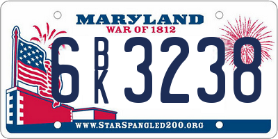 MD license plate 6BK3238