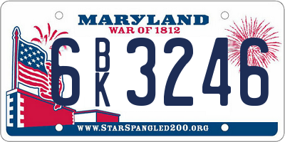 MD license plate 6BK3246