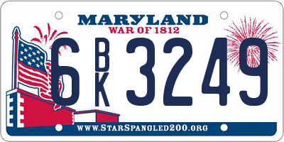 MD license plate 6BK3249
