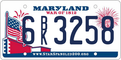MD license plate 6BK3258