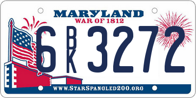 MD license plate 6BK3272