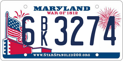 MD license plate 6BK3274