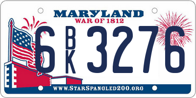 MD license plate 6BK3276