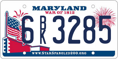 MD license plate 6BK3285